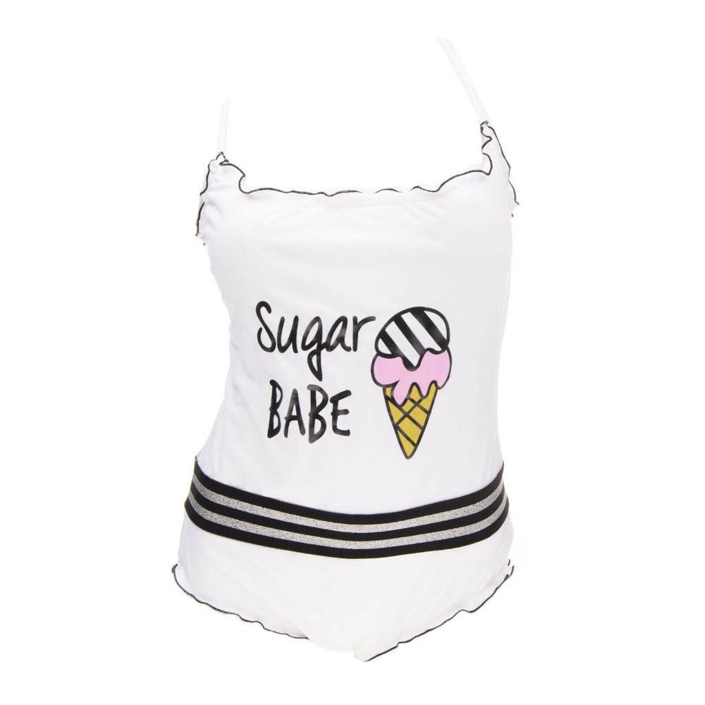 French Le Voliere Swimsuit lettuce edge lame Large